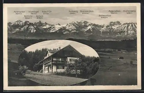 AK Ruderatshofen, Gasthof Landhaus Eppeler, Alpenpanorama