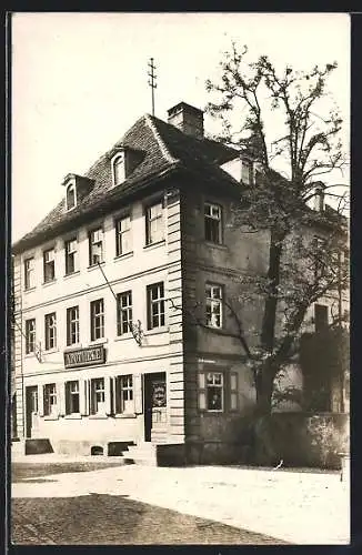 Foto-AK Mainbernheim, Apotheke Carl Strauss
