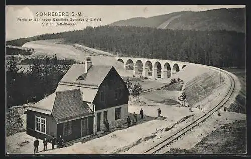 AK Sonneberg /S.-M., Station Bettelhecken, Bahnlinie Sonneberg-Eisfeld