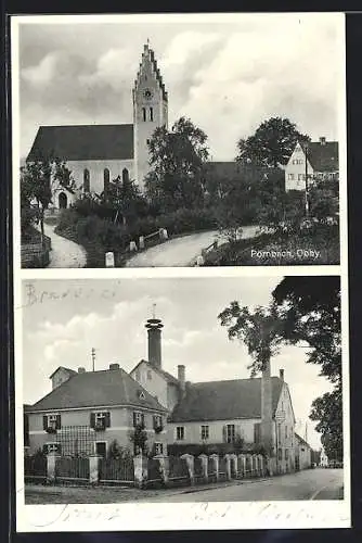 AK Pörnbach /Obby., Brauerei, Kirche, Strassenpartie