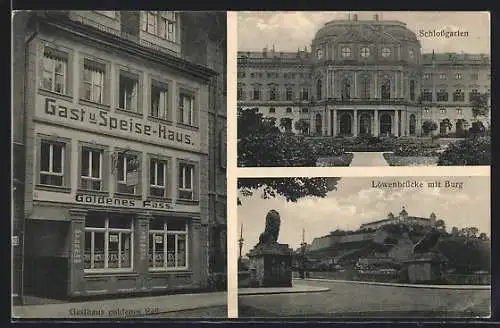 AK Würzburg, Gasthaus zum goldenen Fass, Semmelstrasse 13, Schlossgarten