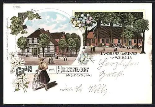 Lithographie Hedendorf, J. Wohlers Gasthaus zur Walhalla