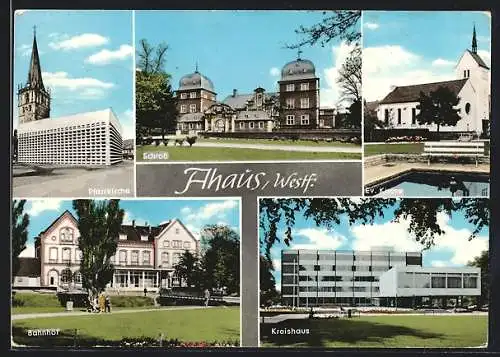 AK Ahaus / Westf., Pfarrkirche, Schloss, Ev. Kirche, Bahnhof, Kreishaus