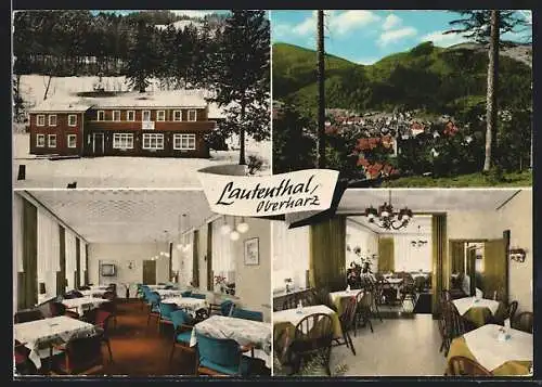 AK Lautenthal /Oberharz, Ortsansicht und drei Ansichten Haus Berliner Bär und Kur-Cafè