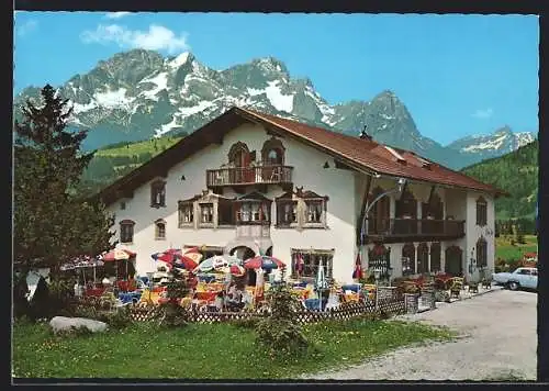 AK Mittenwald, Hotel Toni-Hof mit Terrasse