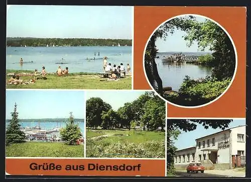 AK Diensdorf (Kr. Beeskow), am Strand, am Scharmützelsee, Seglerhafen, Parkanlagen, HOG-Scharmützelsee
