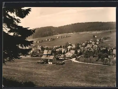 AK Carlsfeld /Erzgeb., Ortsansicht von einem Berg aus