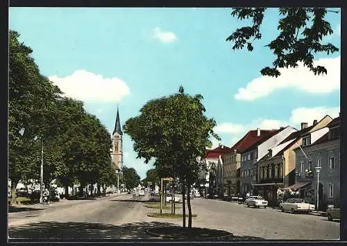 AK Plattling, Ludwigsplatz mit Blick zur Kirche