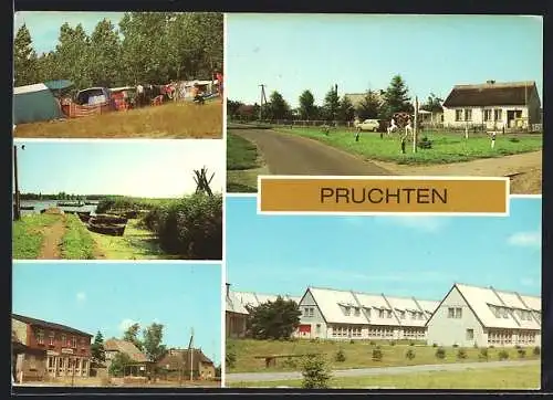 AK Pruchten, Zeltplatz, an der Barthe, Gaststätte Zum Fährmann