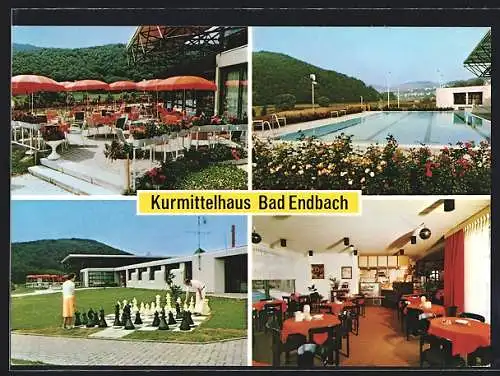 AK Bad Endbach, Kurmittelhaus in vier Ansichten mit Cafè-Restaurant