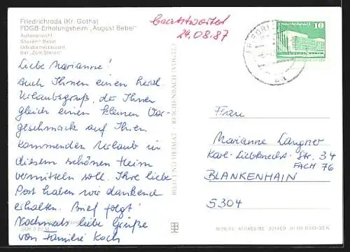 AK Friedrichroda /Kr. Gotha, FDGB-Erholungsheim August Bebel