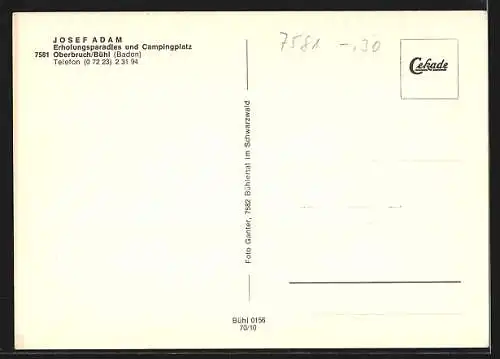 AK Oberbruch /Bühl (Baden), Campingplatz und Erholungsparadies Adam