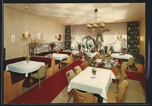 AK Bad Salzig a. Rhein, Gastraum im Hotel Winzerhaus