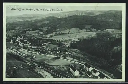 AK Wartberg im Mürztale, Totalansicht von einem Berg aus