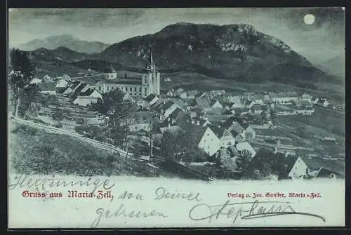 AK Maria-Zell, Teilansicht mit Kirche