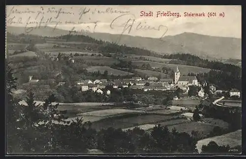 AK Friedberg, Totalansicht von einem Berg aus