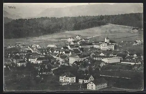 AK Weiz, Ortsansicht aus der Vogelschau