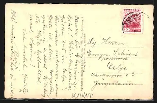 AK Kainach, Ortsansicht von einem Berg aus