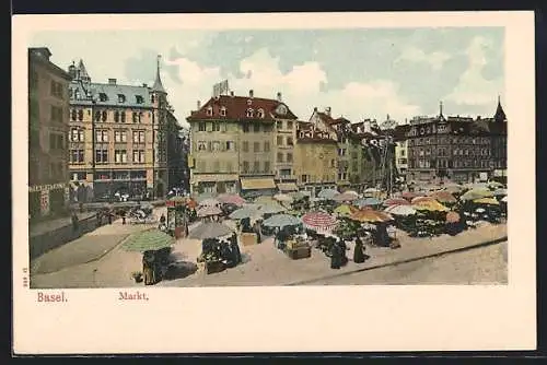 AK Basel, Markt mit Geschäften