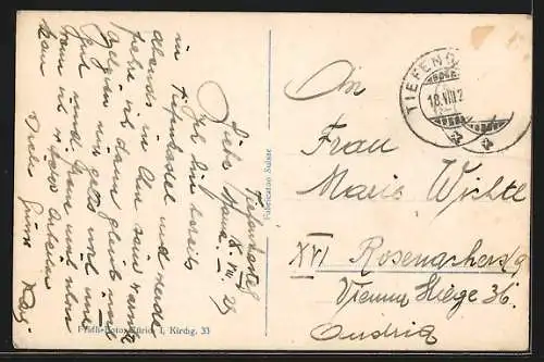 AK Tiefencastel, Ortsansicht mit Kirche aus der Vogelschau