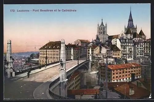 AK Lausanne, Pont Bessières et la Cathedrale