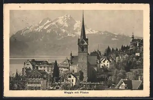 AK Weggis, Teilansicht mit Pilatus