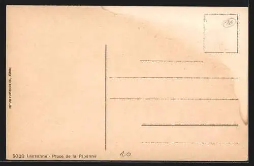 AK Lausanne, Place de la Riponne et la Cathérdrale