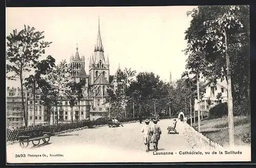 AK Lausanne, Cathedrale, vu de la Solitude