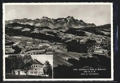 AK Rehetobel, Gasthaus zum Gupf mit Blick zur Säntiskette