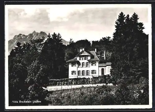 AK Luzern, Villa Bruchmatt mit Gebirge