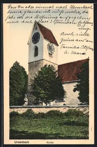 AK Ursenbach, Ortspartie mit Kirche