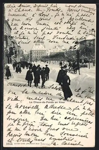 AK La Chaux-de-Fonds, Une rue en hiver, Strassenpartie