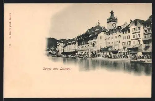 AK Luzern, Uferpartie mit Hotel zur Sonne