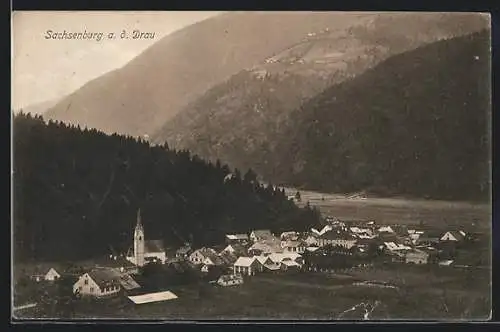 AK Sachsenburg a. d. Drau, Teilansicht mit Kirche