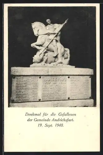 AK Andrichsfurt, Denkmal für die Gefallenen der Gemeinde Andrichsfurt 1948