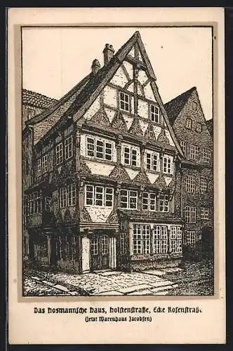 Künstler-AK Kiel, Holstenstrasse, das Hosmannsche Haus