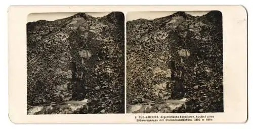 Stereo-Fotografie NPG, Berlin, Ausbiss eines Silbererzganges in den Argentinischen Kordilleren, Bergbau