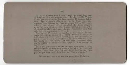 Stereo-Fotografie Keystone View Co., Meadville, Prospectors Returning to Camp at 62 Degrees Below zero, Alsaks