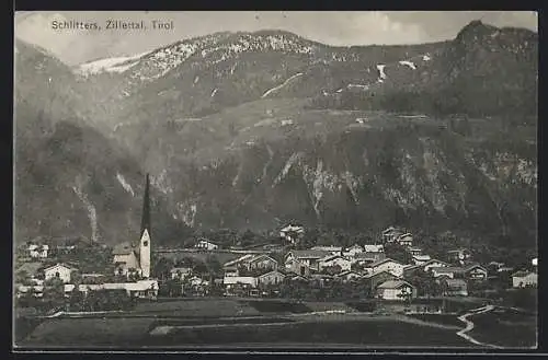 AK Schlitters /Zillertal, Teilansicht mit Kirche