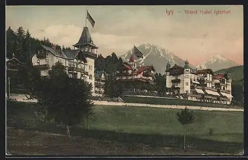 AK Igls, Blick zum Grand Hotel Iglerhof