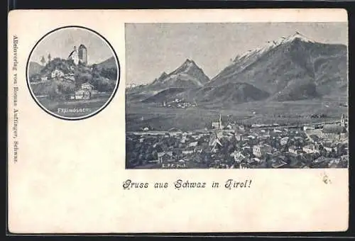 AK Schwaz in Tirol, Teilansicht, Freundsberg