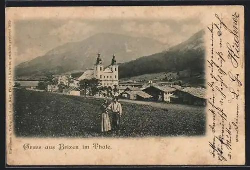 AK Brixen im Thale, Ortspartie mit Kirche