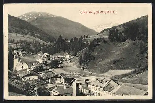 AK Gries a. Brenner, Teilansicht mit Kirche von oben