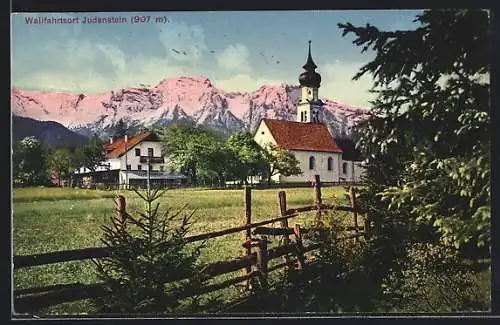 AK Judenstein, Ortspartie mit Kirche