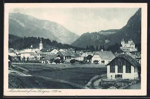 AK Mauterndorf im Lungau, Ortsansicht mit Berglandschaft