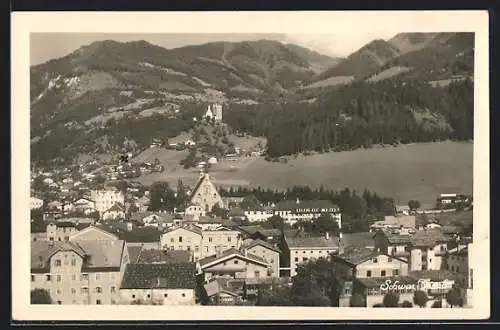AK Schwaz /Tirol, Teilansicht mit Gasthof Brücke