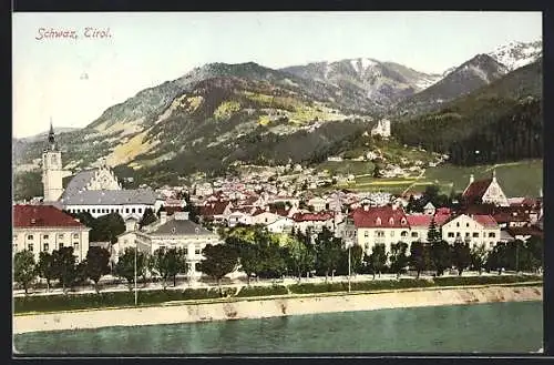AK Schwaz /Tirol, Teilansicht mit Kirche
