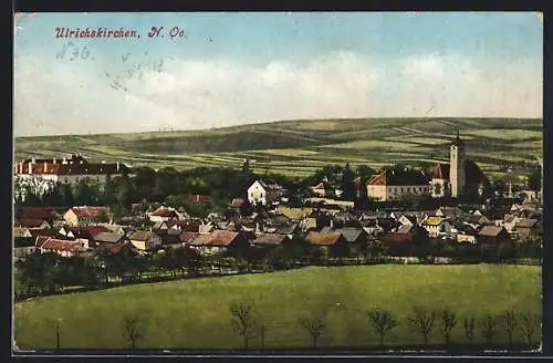 AK Ulrichskirchen /N.-Oe., Teilansicht mit Kirche