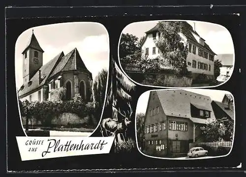 AK Plattenhardt, Gasthaus, Rathaus, Kirche
