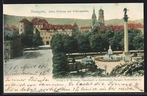 AK Stuttgart, Altes Schloss mit Schlossplatz